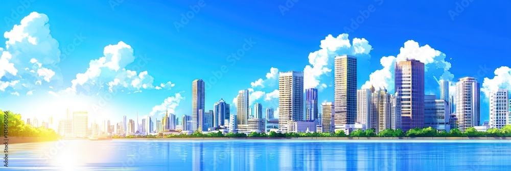 Obraz premium anime bangkok thailand downtown skyline 
