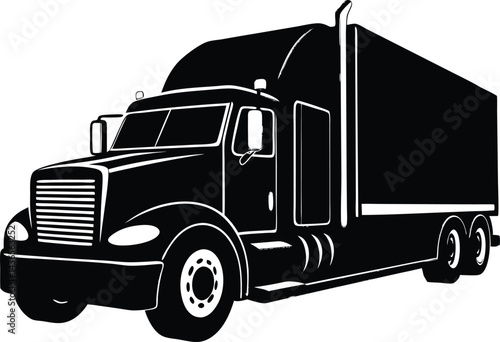 self driving semi on highway silhouette