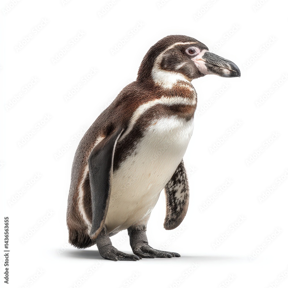 Fototapeta premium Banded Penguin Standing on White Background