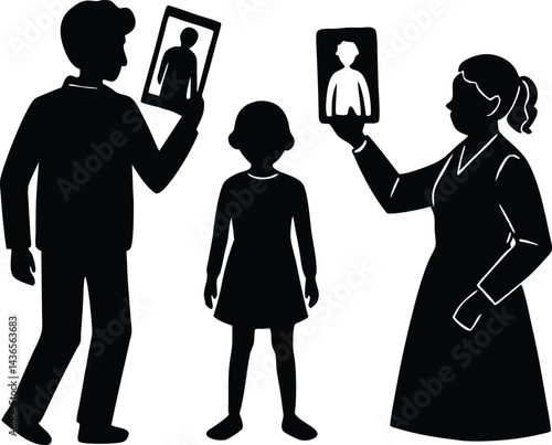 teen showing grandparents phone pics silhouette