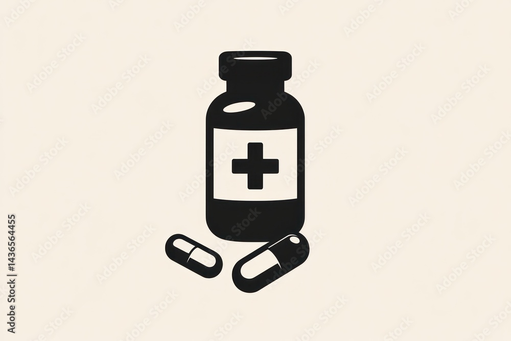 Medical pills and bottle graphic Medical pills and bottle graphic
