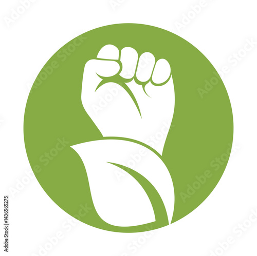 Power of nature vector logo design. Hand and eco symbol or icon.