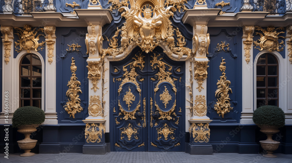 Obraz premium Ornate Gold Blue Palace Door Detail