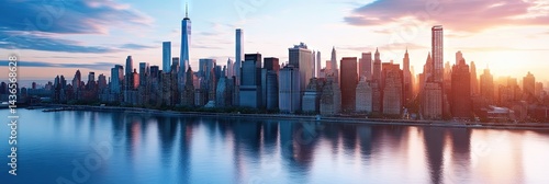 cinematic new york city downtown skyline 