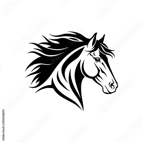 Majestic Horse Head Elegant Black and White Vector Illustration
