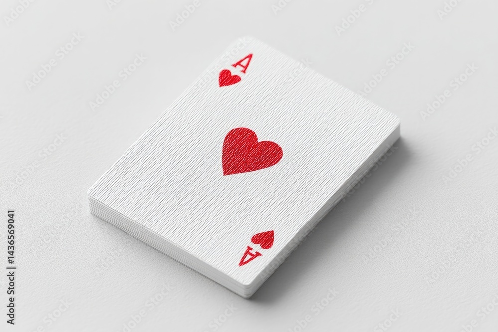 single poker card placed in center of clean white background surrounded by empty space single poker card placed in center of clean white background surrounded by empty space