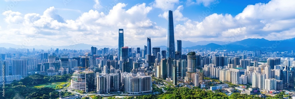 Fototapeta premium cinematic Shenzhen downtown skyline -