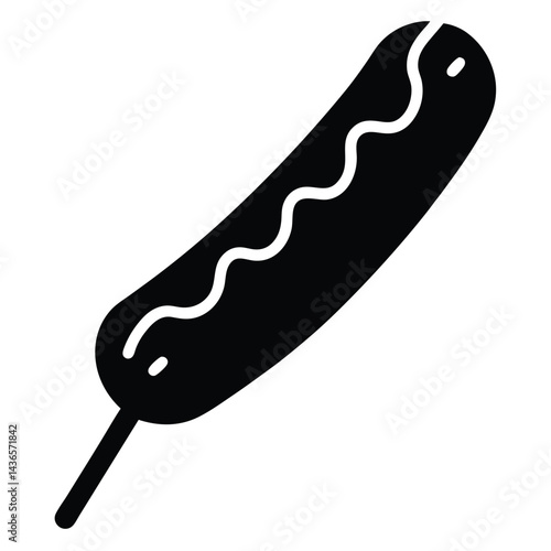 Vector Illustration of Cute Hot Dog on Stick