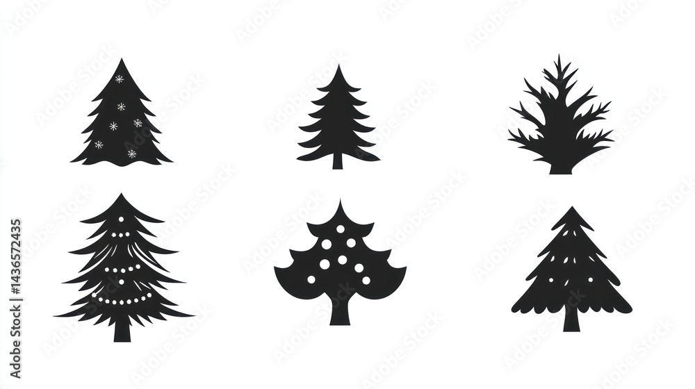 Obraz premium Christmas Tree Silhouettes Collection (1)