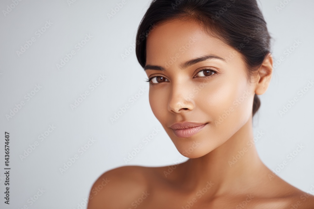 capture minimalistic portrait focusing on everyday makeup with blurred background and ample copy space capture minimalistic portrait focusing on everyday makeup with blurred background and ample copy space