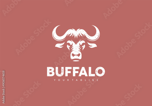 Buffalo head logo on Red Background vector illustration