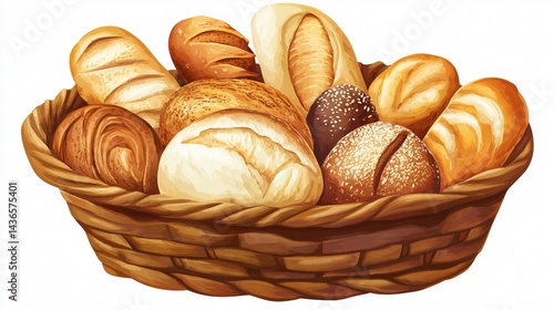 Wallpaper Mural Assorted Fresh Breads in Basket on Transparent Background Torontodigital.ca