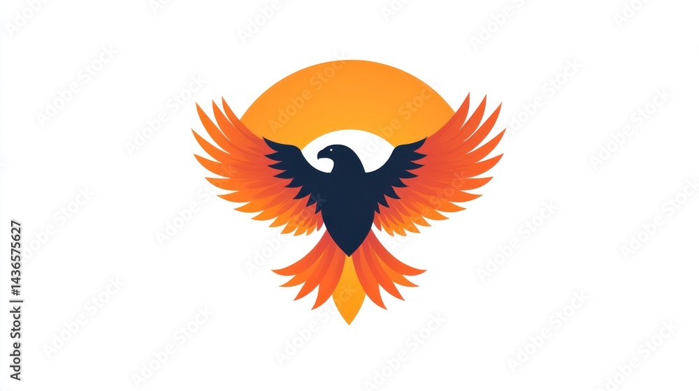 Obraz premium Fierce Eagle Soaring, Sun Background