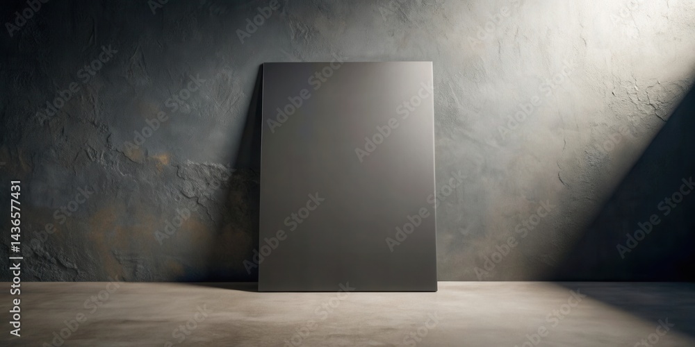 Dark Grey Panel Against Textured Wall in a Room with Subtle Lighting