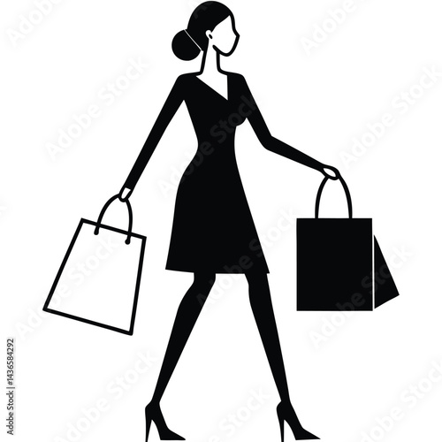 luxury shopping woman walking past high end store