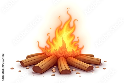 Wallpaper Mural Detailed digital artwork of a Lohri fire isolated on white background Torontodigital.ca