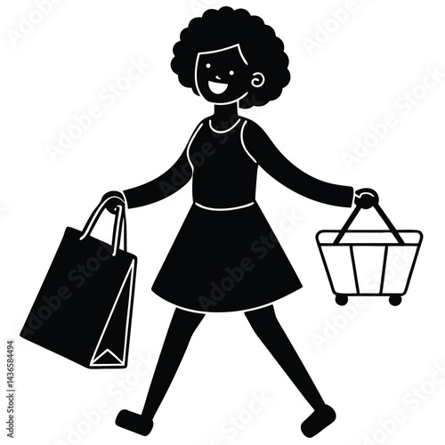 black girl joyfully shopping at a mall afrocentr