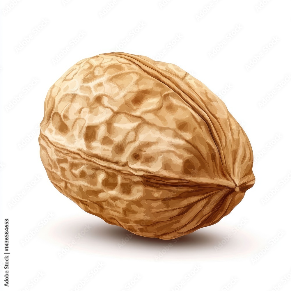 Close-up of a single whole walnut. Close-up of a single whole walnut.