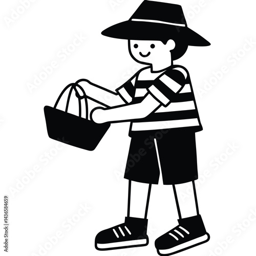 boy wearing bucket hat buying sneakers streetwe