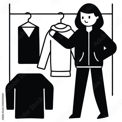 boy trying on hoodies in a trendy clothing store
