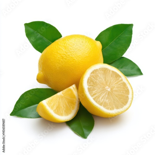 Wallpaper Mural Lemons and leaves still life image isolated on white background Torontodigital.ca
