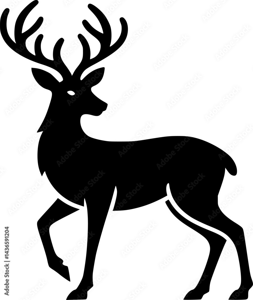 Fototapeta premium Simple Black Silhouette of a Deer