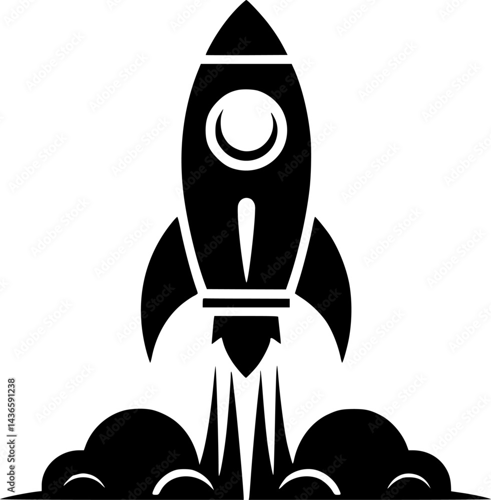 Rocket launch icon, symbolizing growth and innovation. Rocket launch icon, symbolizing growth and innovation.