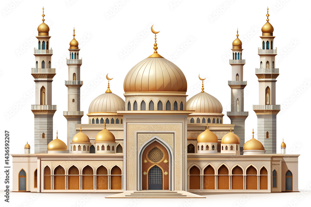 Fototapeta premium Elegant Mosque Illustration Isolated White