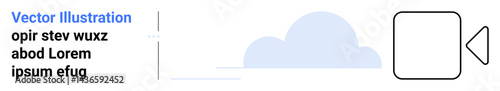Cloud shape next to a simple video camera icon symbolizing technology, video communication, and cloud-based storage. Ideal for technology, data, media, connection, internet, innovation simple