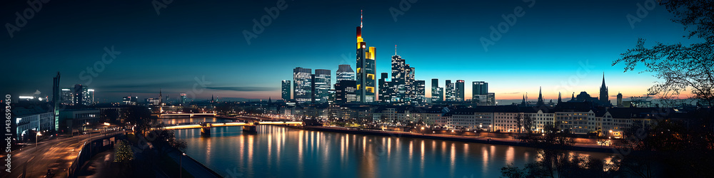 Obraz premium Frankfurt Skyline am Abend