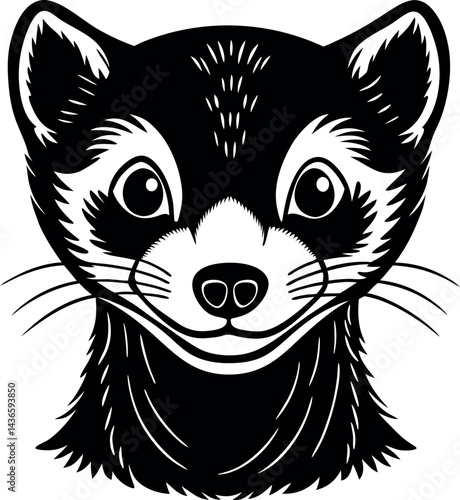 Cute Weasel Head Cartoon
