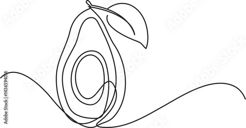 single line  drawing of sliced whole healthy pear organic for orchard logo identity. Fresh summer fruitage concept 