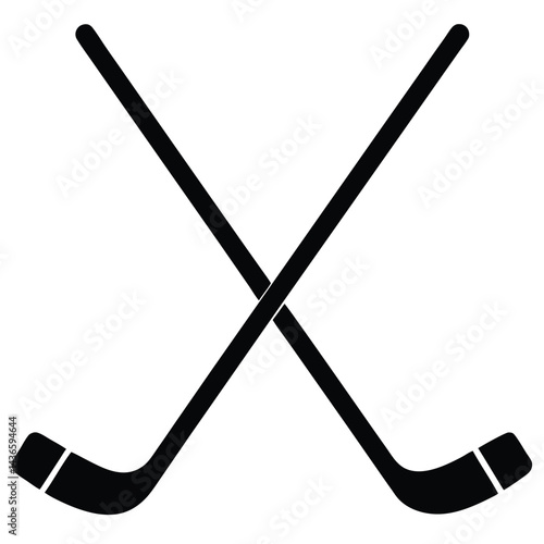 Hockey Stick Crossed With Puck Icon Vector