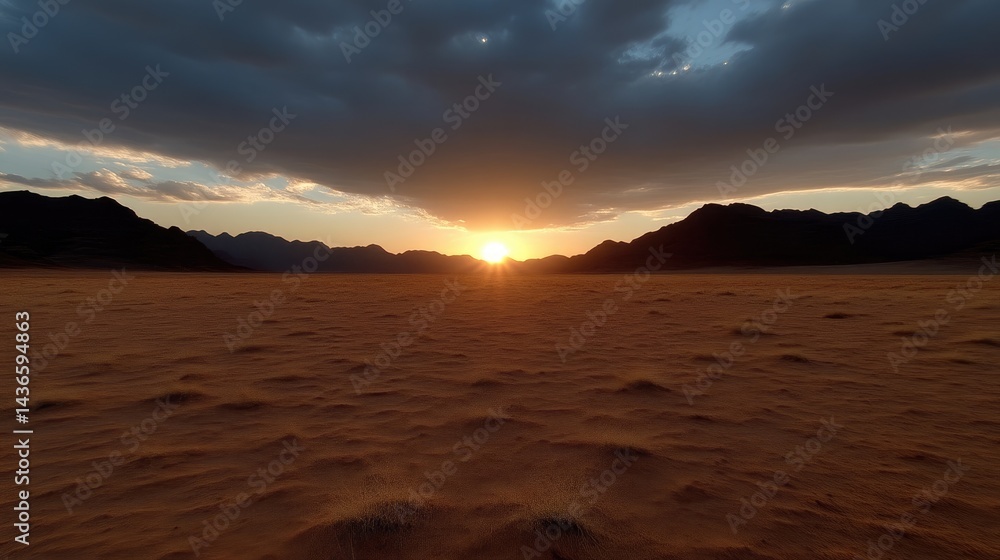 Fototapeta premium Desert sunset over mountains
