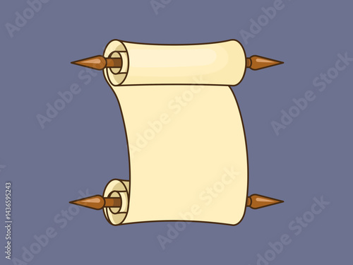 Ancient scroll. Illustration in cartoon style with outline.