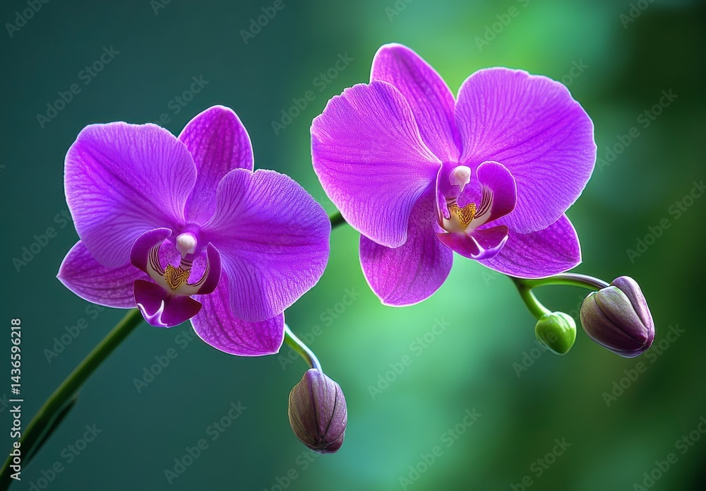 Obraz premium Two Purple Orchids in Bloom Close Up