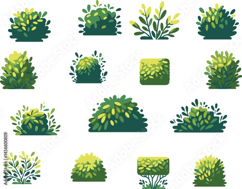 Vector watercolor green tree or forest side view isolated on white background for landscape and architecture drawing,elements for environment or garden,botanical element for exterior section in spring
