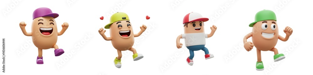 Set Of Cartoon Character Dancing And Smiling isolated on transparent background, PNG Set Of Cartoon Character Dancing And Smiling isolated on transparent background, PNG