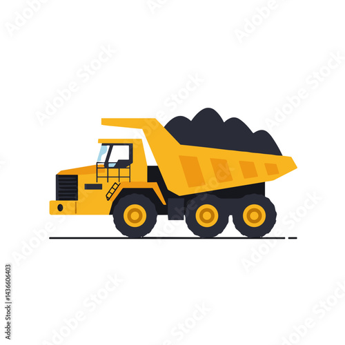 Mining dump truck icon for construction projects and industrial transport services