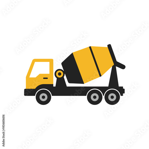 Concrete mixer truck icon for construction services and heavy machinery websites