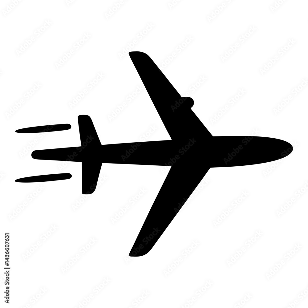 Obraz premium Stylized Black Airplane Silhouette Indicates Fast Speed and Efficient Air Travel