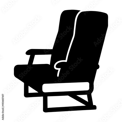 Illustration of Two Airline Seats in Black Silhouette on White Background
