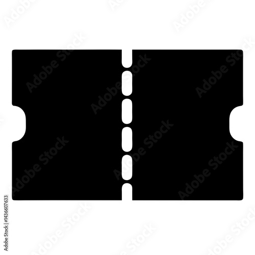 Simple black and white ticket stub with perforation line graphic element