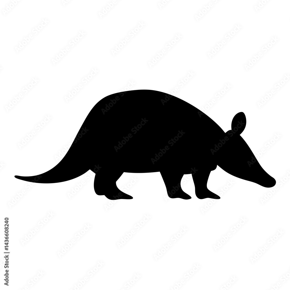 Obraz premium A black silhouette of an armadillo in a white background image