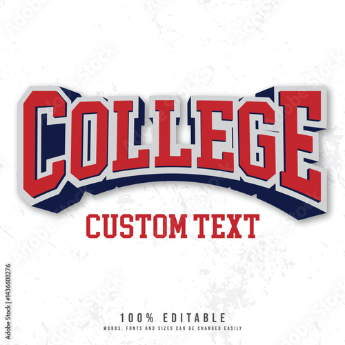 College text effect editable. Editable College text effect vector