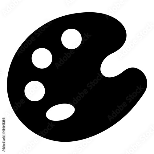Black artist palette icon with white color patches and a cut out