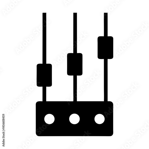 Simple illustration of audio mixer console sliders, equalizer, and sound level adjustments