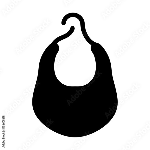 Simple Black and White Baby Bib Graphic with Hook Silhouette Shape