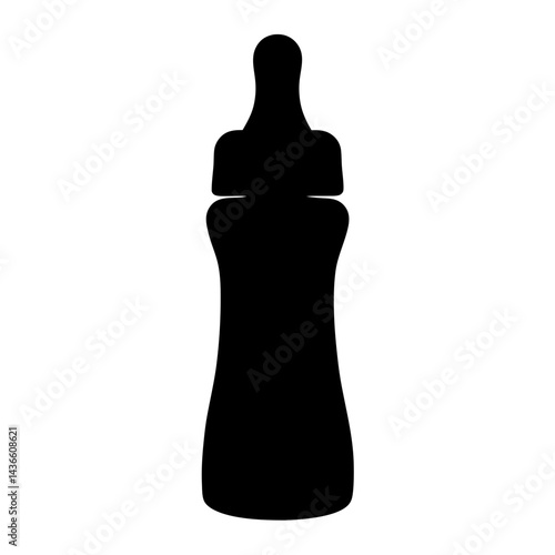 Simple Black Silhouette of a Baby Bottle for Infant Feeding Needs