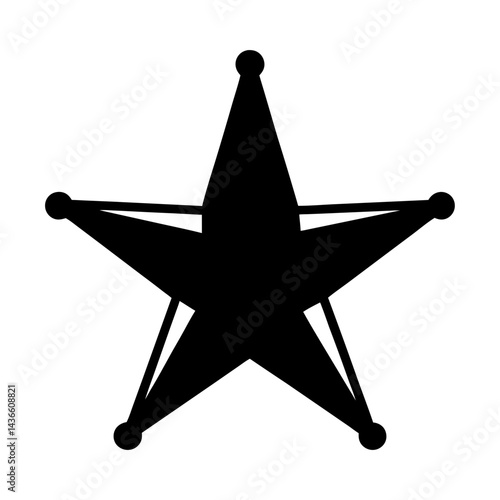 Black sheriff star badge silhouette illustration in vector format for general use